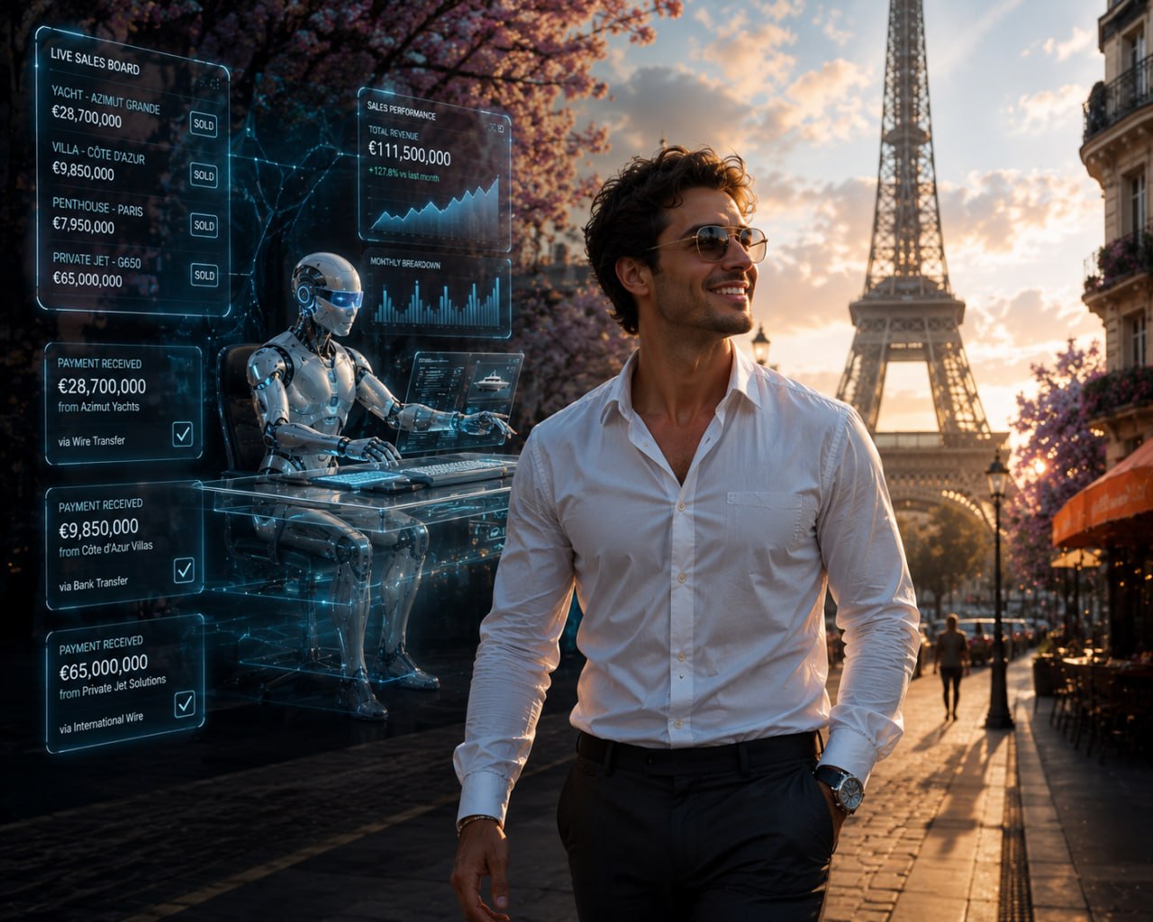 Man in Paris, AI agent selling